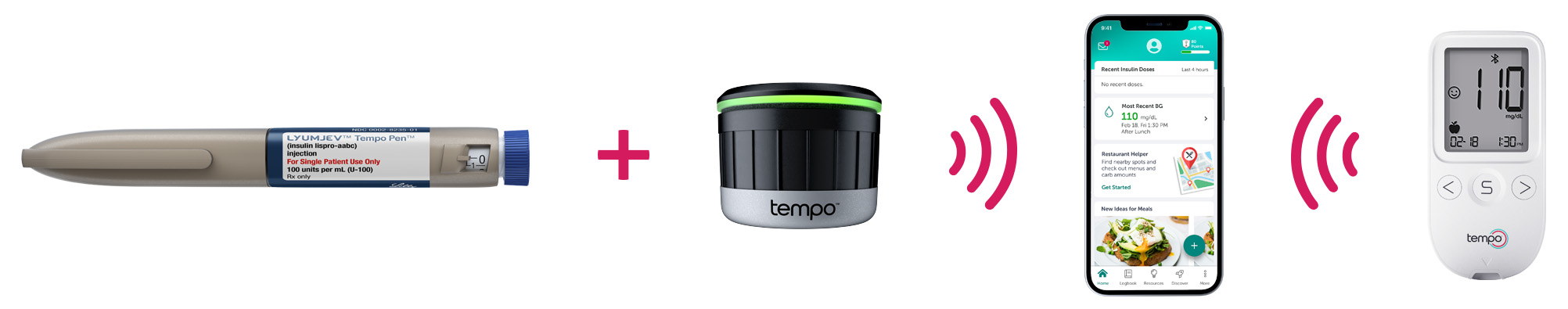 graphic on how to attach the Tempo Smart Button™ to the Tempo Pen™ and pair with your TempoSmart™ App